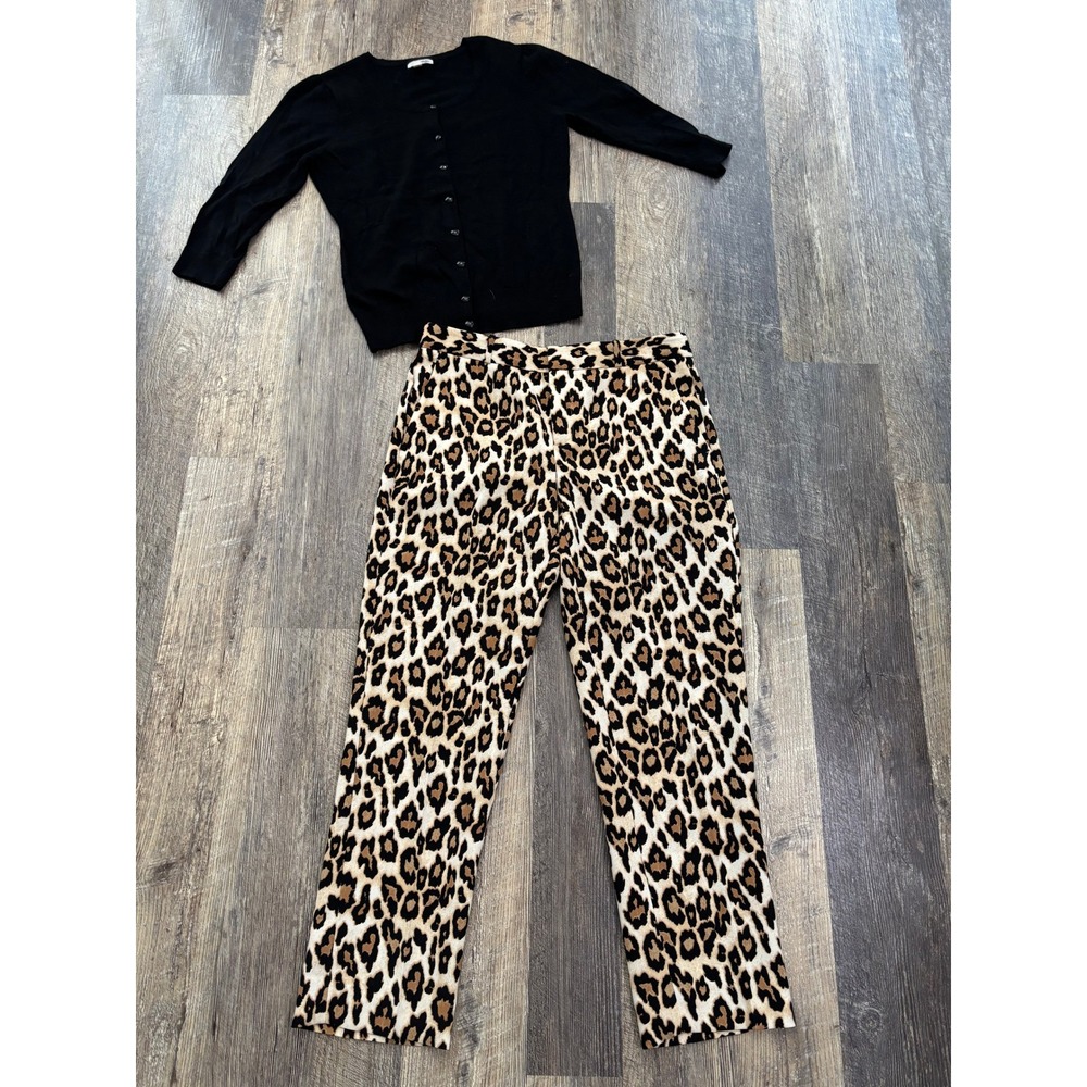 Banana Republic Avery Leopard Print Ankle Pants 6 Straight Leg Animal Print